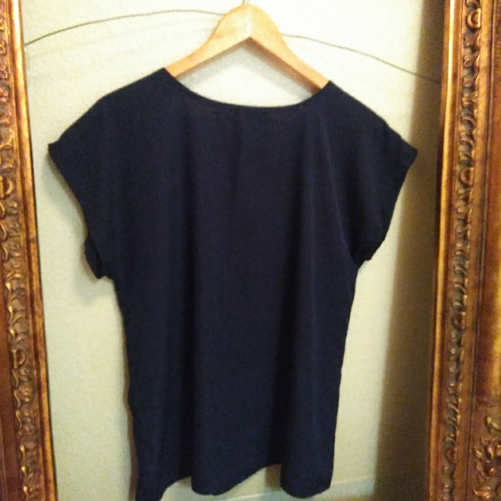[hype] Dark Navy Blue Polyester Blouse w/ Pocket